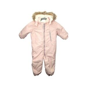 H&M Water Repellent Pink with Polka Dots Snowsuit Fleece Lined Baby Size 9-12mo